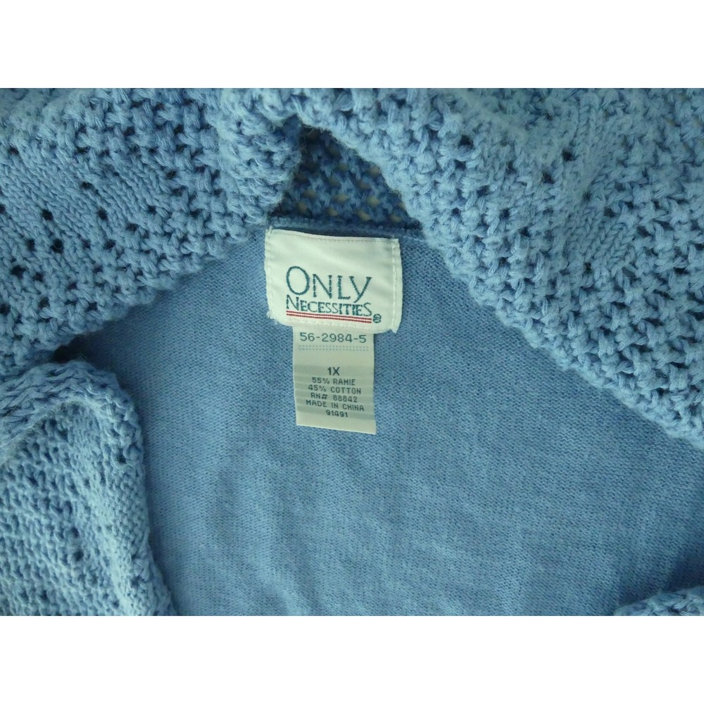 Only Necessities Open Knit Cardigan 1X Flowy Crochet Tie Lightweight Office - Picture 3 of 7